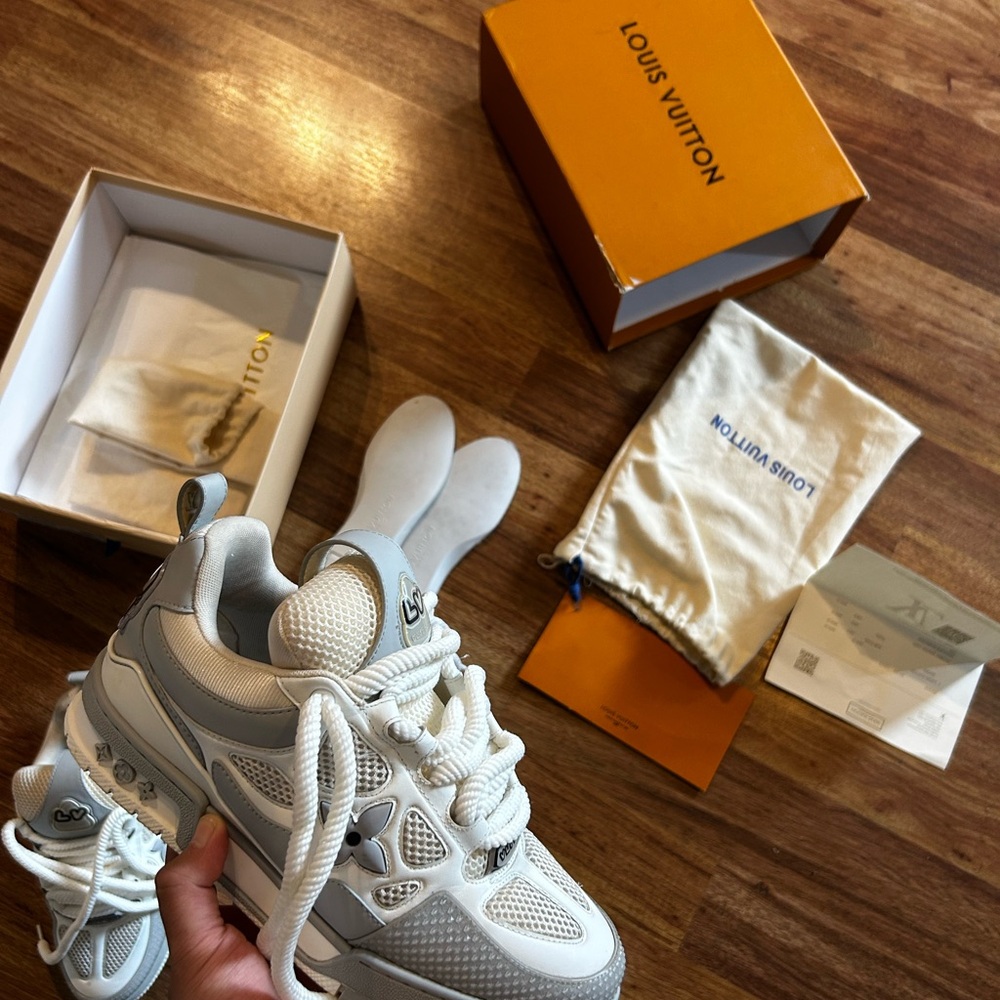Louis Vuitton Kids Gray and White Sneakers